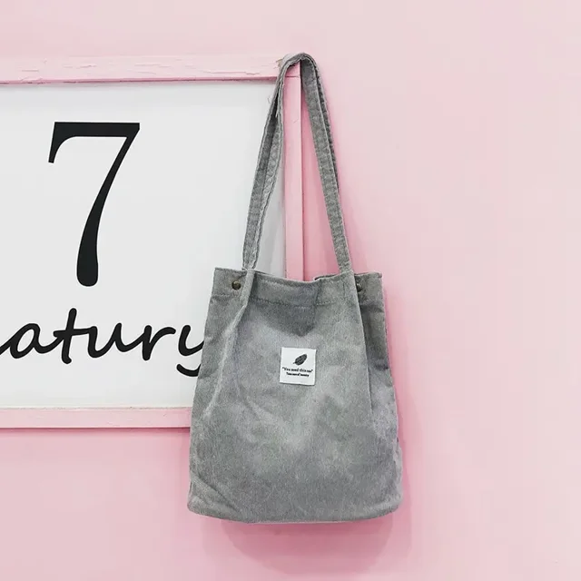 Bolso de compras de pana plegable informal, bolso de mano reutilizable ecológico de alta calidad, bolsos de hombro ligeros