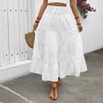 thumbnail image 5 of Ytndtr Women's Long Maxi Skirts Tiered Elastic High Waist Boho Layered A-Line Casual Midi Dress, 5 of 9