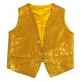 thumbnail image 4 of Kids Sequin Vest Kids Girls Boys Sleeveless V Neckline GoldVest Shiny Dance Vest Hop Jazz Dance Party Dance Performance 3-5 Years, 4 of 5