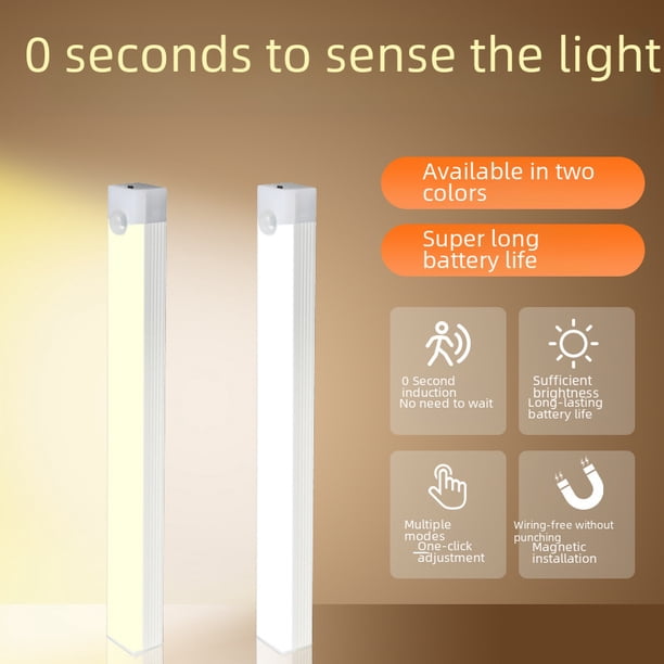 Barra de luz LED de inducción corporal humana, luz de succión magnética, luz para gabinete, armario, armario de vinos, zapatero, tira de luz nocturna de inducción USB con carga