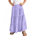 thumbnail image 2 of HBGVBA Girls Flowy Skirs for Summer,Pleated Long Skirts,Kids Solid High Waist Vintage Elastic Waist Long Ruffle Hem A-Line Skirt, 2 of 5