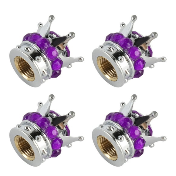 Valve de Tige de Roue, Capuchons de Valve de Roue à Noyau en Cuivre en Forme de Couronne, Résistants à l'Usure, 4 Pcs, Universels pour Voitures, Camions, Bicyclettes, Blanc, Rouge, Violet, Rouge Rose