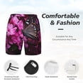 thumbnail image 3 of Logiee Pink Blossoms Butterfly Print Men's Swim Trunk,Quick Dry Board Shorts ,Men's Swim Trunks with Compression Liner, Bathing Suits with Pockets-3X-Large, 3 of 6