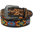 thumbnail image 2 of 43-44  Unisex 1.5" Western Floral Tooled Beaded Full-Grain Leather Belt 26RT23A, 2 of 3