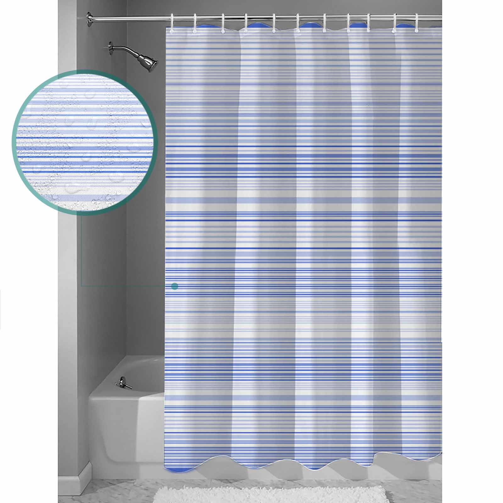 Extra Long Shower Curtain 72x96 Inch, Blue Stripe Shower Curtain Waterproof Bathroom Decor Abstract Art Modern Vertical Striped Fabric Bath Curtain Set Accessories with Hooks