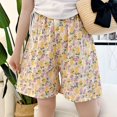 thumbnail image 1 of Pantalones cortos de dormir con estampado Floral para mujer, ropa de dormir bonita, pijama de verano, estilo coreano, ropa de casa, ropa de habitación con cintura elástica, 1 of 4
