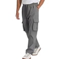 thumbnail image 1 of Yusimy Men's Cargo Pants Solid Color Utility Pockets Button Waist Outdoor Casual Straight Leg Workwear Utility Style, 1 of 2