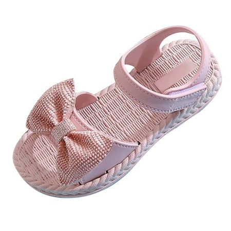 

cngelg Toddler Shoes Soft Sole Non Slip Straw Soft Sole Beach Shoes Hook Loop Bow Sandals Toddler Boy Slip on Sandals Sandals for Baby Girls Girl Toddler Water Shoes