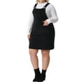 thumbnail image 4 of Agnes Orinda Women's Plus Size Suspender Skirt Adjustable Strap Pinafore Corduroy Overalls Dress Skirts with Pockets 3X Black, 4 of 6