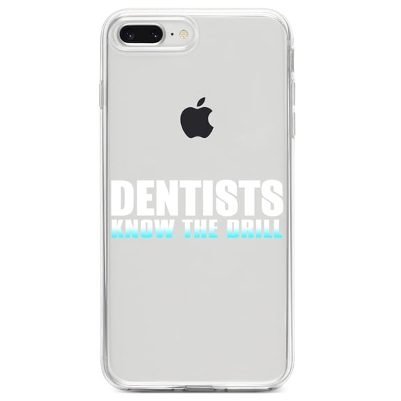 DistinctInk Clear Shockproof Hybrid Case for iPhone 7 PLUS / 8 PLUS (5.5" Screen) TPU Bumper Acrylic Back Tempered Glass Screen Protector - Dentists Know the Drill