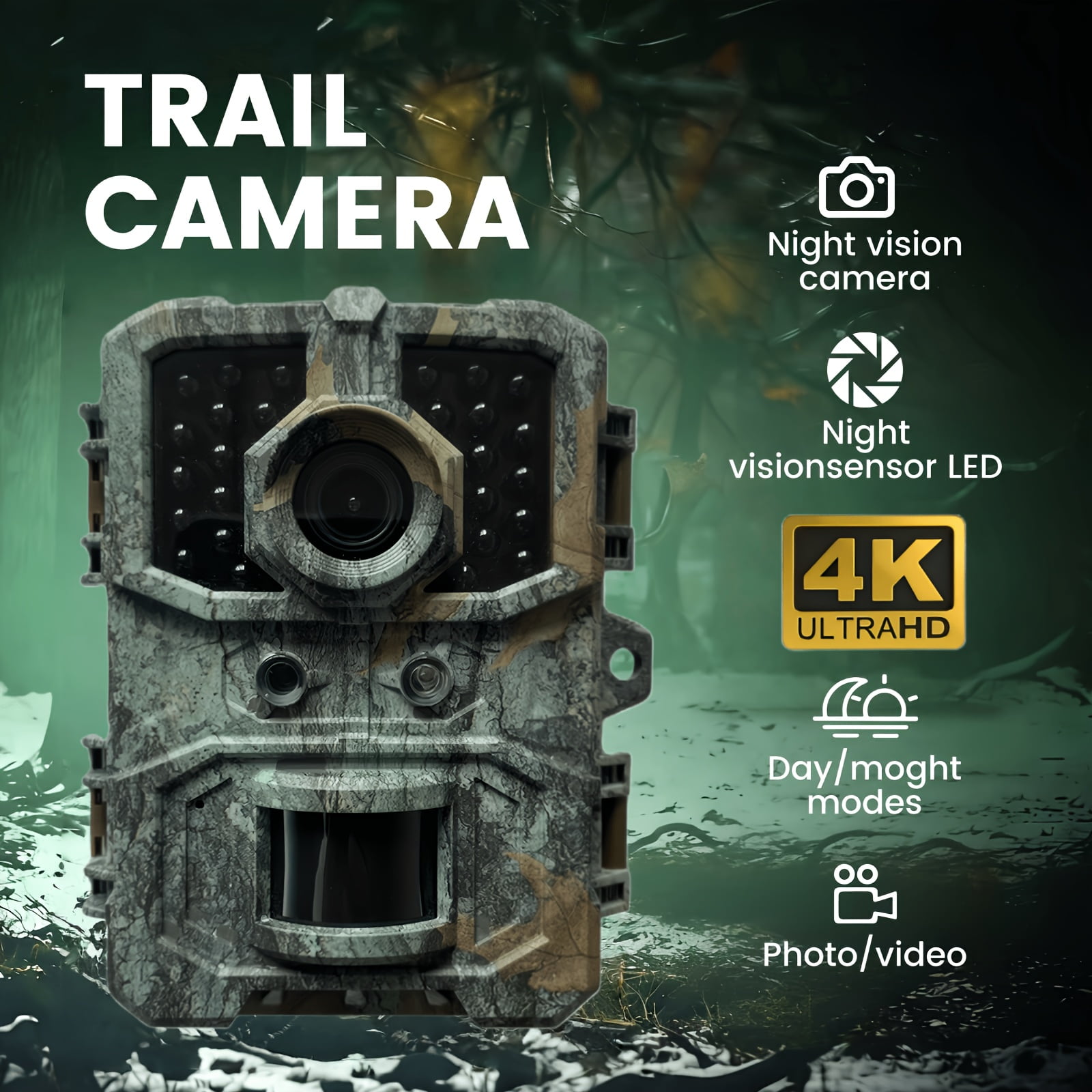 Trail Camera with Camouflage for Stealth 1080FHD 0.8s Trigger 32GB Card Compatible