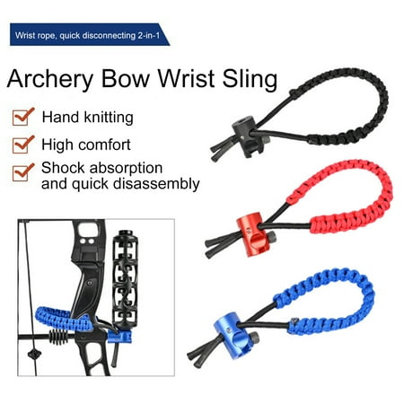 Ettsollp Archery Bow Wrist Sling Adjustable Quick Release Nylon Braided Wrist Strap Rope Outdoor Target Hunting Shoot Compound Recurve Bow Accessories