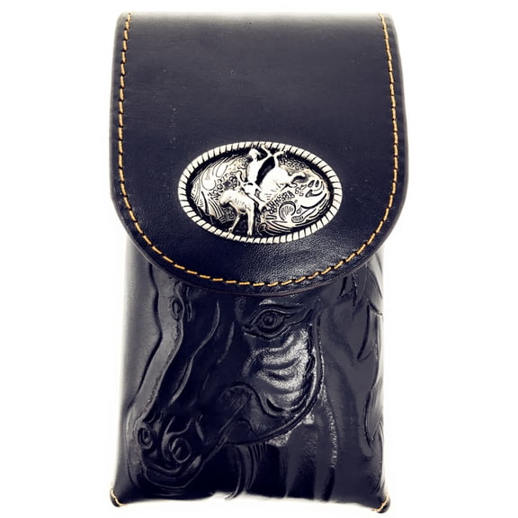 Western Cowboy Medium Size Genuine Leather Rodeo Smartphone Galaxy iPhone Holder Holster Cellphone Case