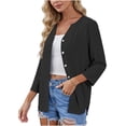 thumbnail image 5 of Yievot Button Down Shirts for Women 3/4 Sleeve Business Casual Tops V Neck Loose Fit Tunic Blouses, 5 of 8