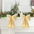 thumbnail image 6 of EWASWON 2 Pack Gold Sequin Christmas Bow Ornaments - Shiny Christmas Tree Decorations for Holiday Party & Home Christmas Decor, 6 of 6