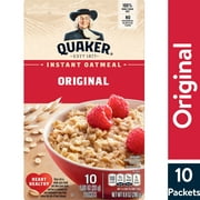 Quaker Instant Oatmeal, Original, Quick Cook Ready-to-Microwave Oatmeal, 9.8 oz, 10 Packets