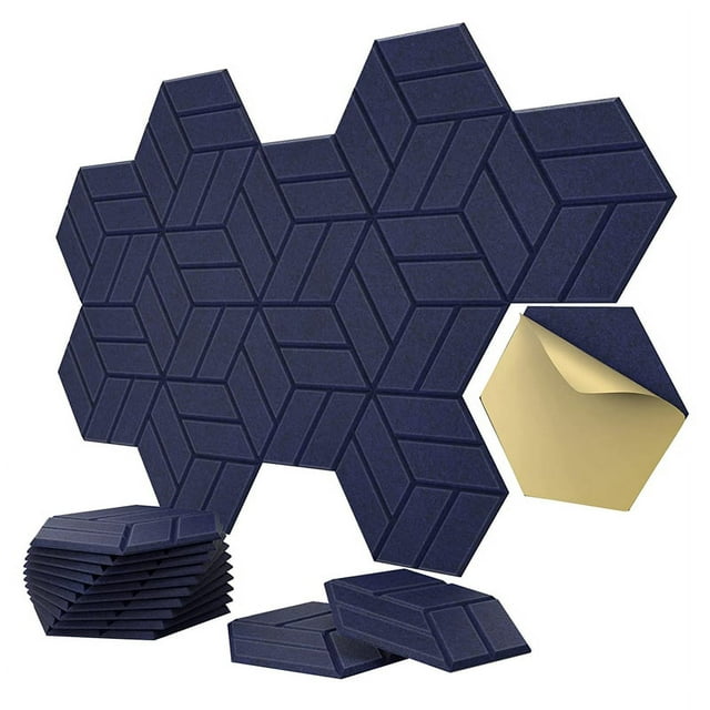 Paquete de 12 Paneles AcúSticos Autoadhesivos, Paneles de Espuma Hexagonales una Prueba de Sonido, Acolchado una Prueba de Sonido para Pared Utilizado para Studio D