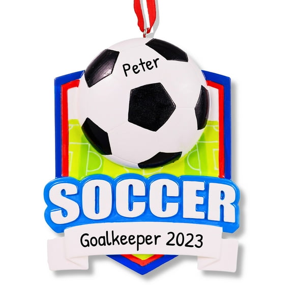 Personalized Soccer Christmas Ornament 2024 Shield Keepsake 1 Count - Ornaments by Elves