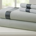 400 Thread Count 100% Cotton 4 pc sheet set with satin band White/Gray