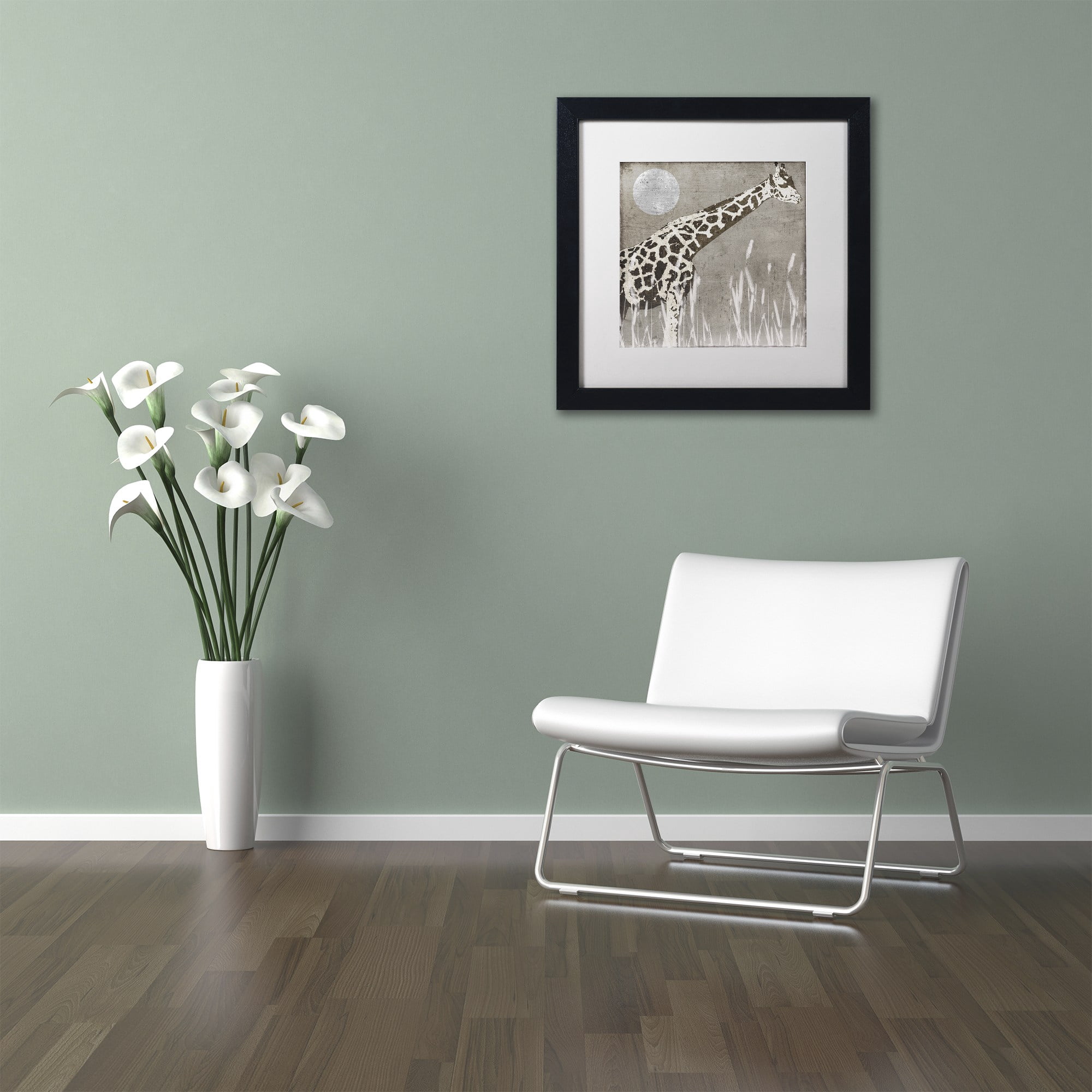 Trademark Fine Art Animals Matted Framed Art ' Moon Giraffe ' by Color Bakery