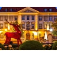 thumbnail image 2 of Noah Jigsaw Puzzle Deer statue on the town hall square in Jelenia Gora, Poland at dusk. 1000 Pieces, 2 of 2