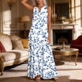 thumbnail image 3 of Uootdi Dresses for Women Floral Print Sleeveless Notch Neck Maxi Length Loose Fit Breathable Sundresses Casual Versatile Dresses Beach Vacation Wear Gift, 3 of 8