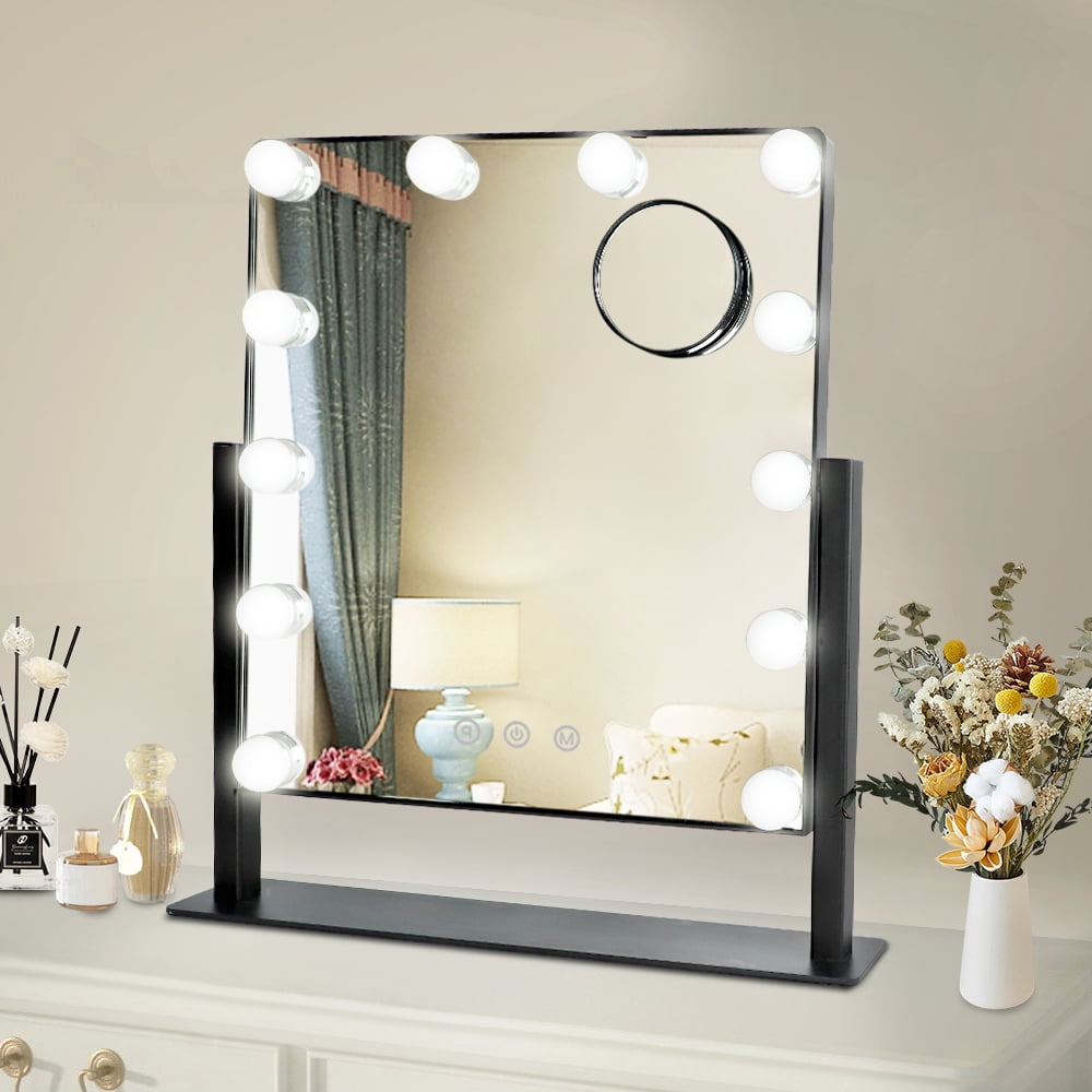Dropship Vanity Mirror With Lights, Hollywood Lighted Makeup Mirror,  Bedroom Vanity Mirror With17pcs Light Smart Touch Control 3Colors Dimmable  Light ,USB Outlet,Table-Top Or Wall Mount to Sell Online at a Lower Price