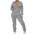 thumbnail image 2 of Aboser Womens Sweatsuit 2 Piece Set Velour Jogging Workout Sets Zip Up Long Sleeve Tracksuit Casual Elastic Waist Lounge Outfits with Pockets, 2 of 6