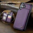 thumbnail image 2 of ShieldFlex for iPhone 16 Case Wallet with RFID Blocking Card Holder, Premium PU Leather Durable Kickstand Case for iPhone 16 6.1",Purple, 2 of 7