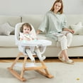 thumbnail image 3 of Babyjoy 3-in-1 Convertible Wooden Baby High Chair w/ Tray Adjustable Legs Cushion Beige, 3 of 10