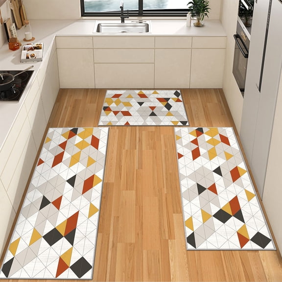 IsecretJoy Non Slip Kitchen Rugs Sets of 3, Washable Kitchen Mats for Floor Waterproof & Stain Resistant Runner Rug for Kitchen, Laundry Room, Hallway