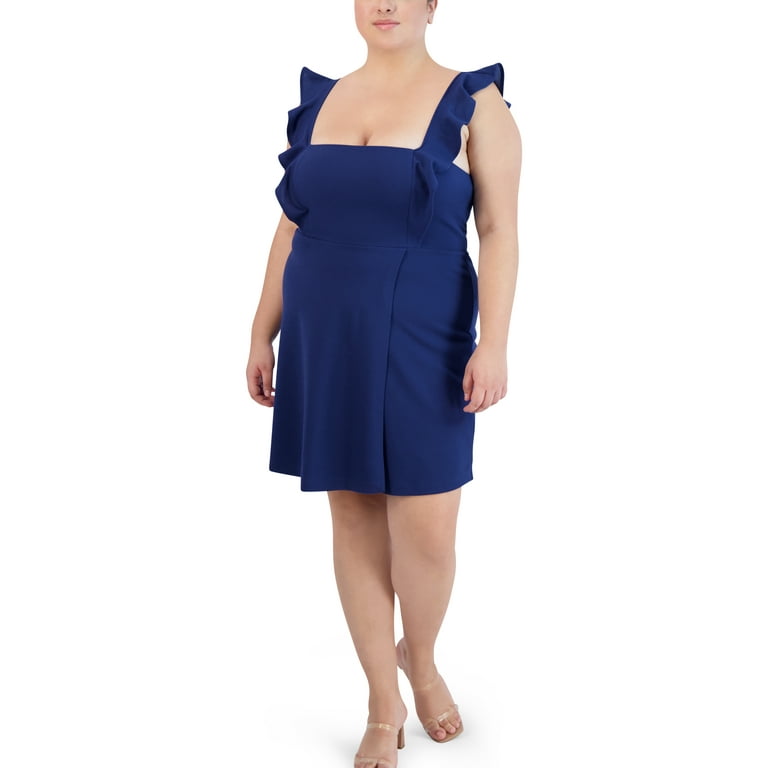Bcbg blue top ruffle dress