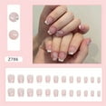 thumbnail image 2 of Fofosbeauty 24pcs Press on False Nails Tips,Coffin Fake Acrylic Nails, French Riband Pink, 2 of 8