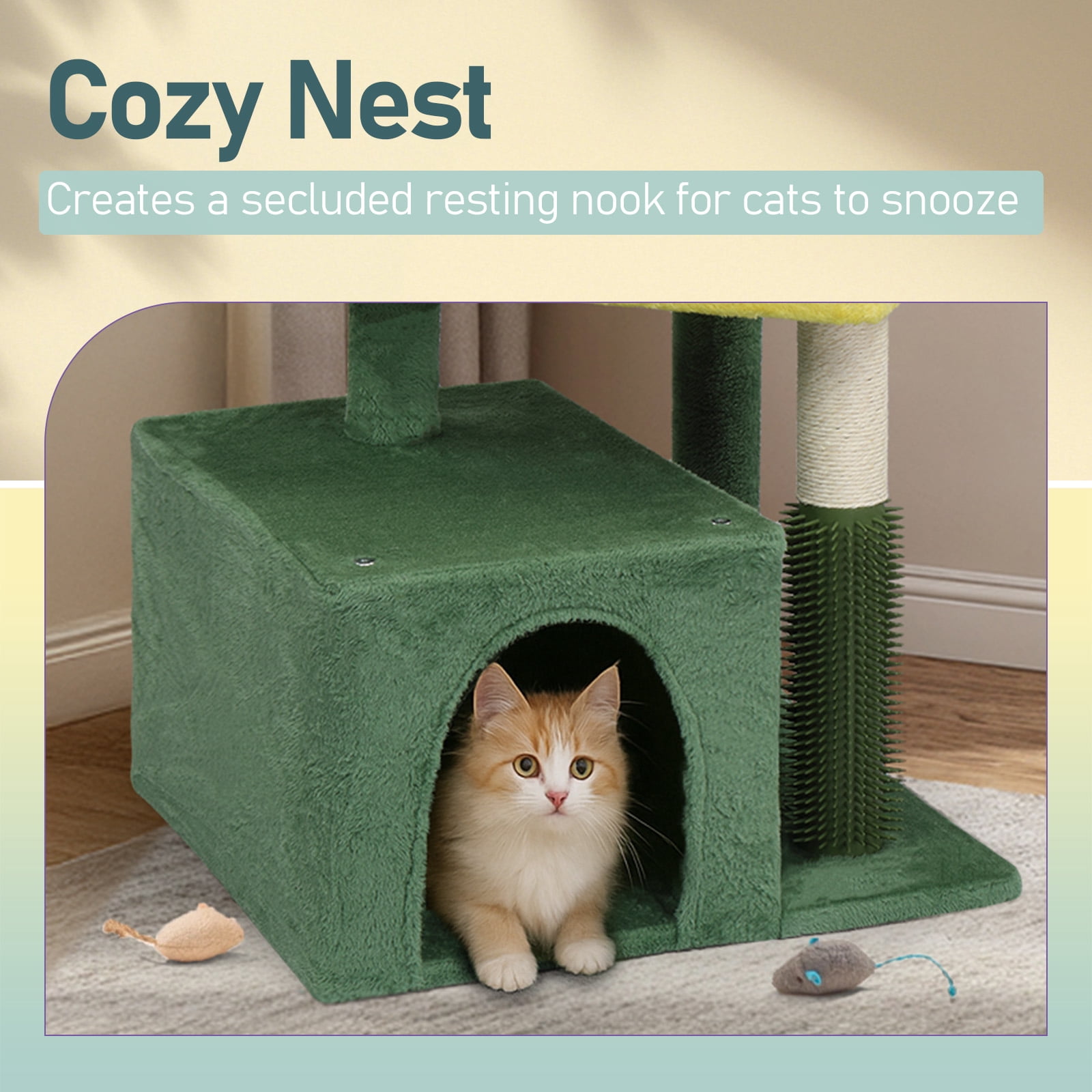 3 Tier Compact Cat Tree Tower With Sisal Scratching Posts & Board, Private Cat Condo Top Perch Hanging Toy, Stable Multi-Level Indoor Cat Activity Furniture For Kittens And Adult Cats