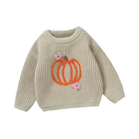 

Dpytoraw Toddler Kids Baby Girl Boy Cute Long Sleeve Pumpkin Knitted Sweater Pullover Tops Autumn Outfits Size 18-24 Months