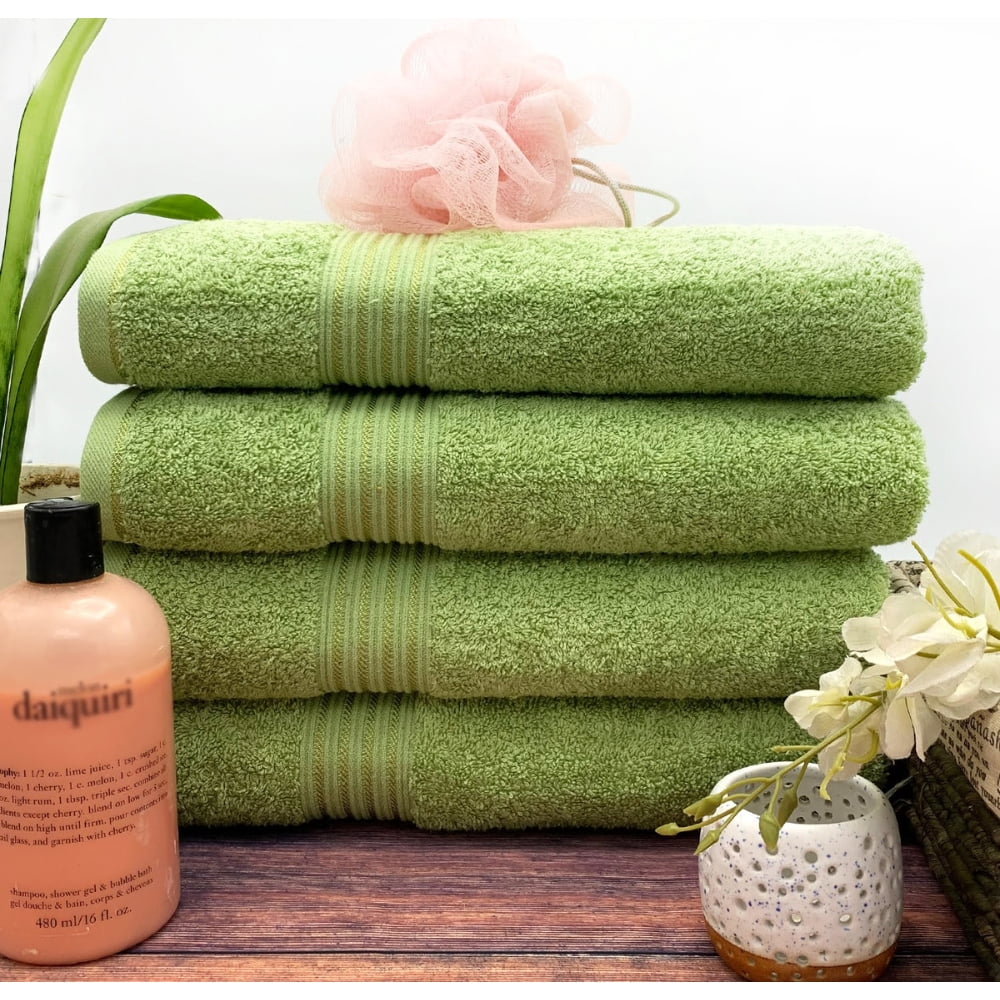 HURBANE HOME 4 Piece Super Soft Bath Towels for Bathroom, Highly Absorbent Cotton Towel (Sage Green)