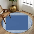 thumbnail image 3 of Dark Blue Greek Key Large Area Rugs for Bedroom Living Room, Soft Non Slip Carpet Bedside Rug, Geometric Greece Ancient Farmhouse Geo Round Floor Cover Kitchen Accent Rug 6' for Dining Room/Office, 3 of 9