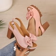 thumbnail image 2 of Xfvqtps Women Block Heel Sandals Bow Peep Toe Slingback Adjustable Buckle Strap Casual Summer High Heel Shoes, 2 of 9