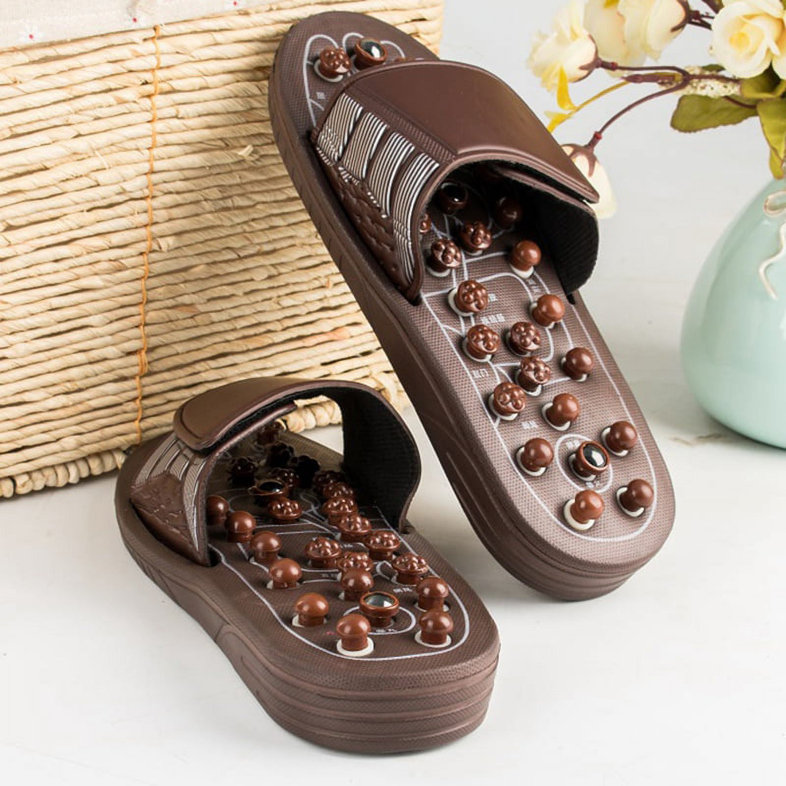 2 Pairs Acupressure Foot Massager Massage Slippers Shoes Reflexology Sandals Relief Plantar Fasciitis Arthritis,M & XL