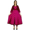 thumbnail image 2 of Amoghah Anarkali Magenta Cotton Kurti Indian Flaired Blouse Women Kurta Gift, 2 of 3