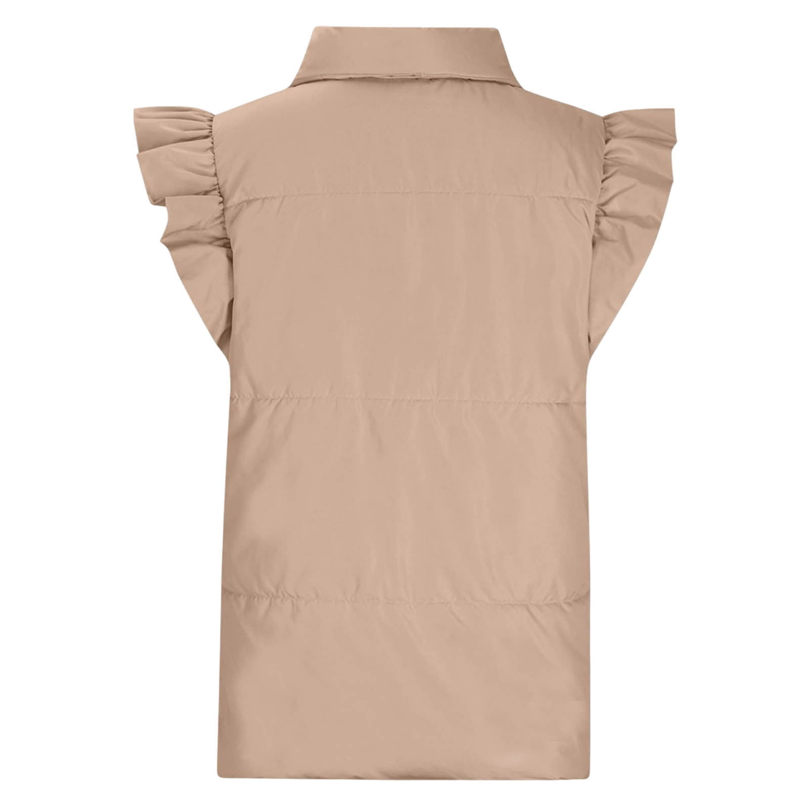 Lenpel Women's Padded Vests Button down Ruffle Sleeveless Puffer Jackets Lightweight Winter Coat with Pockets
