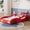 Red & Yellow, variant on Race Car Bed Twin Size with Wheels and Wood Slats, Wooden Car-shaped Platform Bed for Teens, No Box Spring Needed, Blue & Yellow