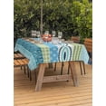 thumbnail image 3 of Outdoor Tablecloths with Umbrella Hole & Zipper, Blue Green Geometric Rectangle Tablecloth 60x120 Inch, Boho Vintage Country Flowers Leaves Waterproof Table Cloth, Patio/Pool/Picnic Table Covers, 3 of 8