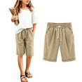 thumbnail image 6 of Diufon Shorts for Girls Summer Casual Cotton Linen Drawstring Shorts Athletic Comfy Short Pants with Pockets, 6 of 9