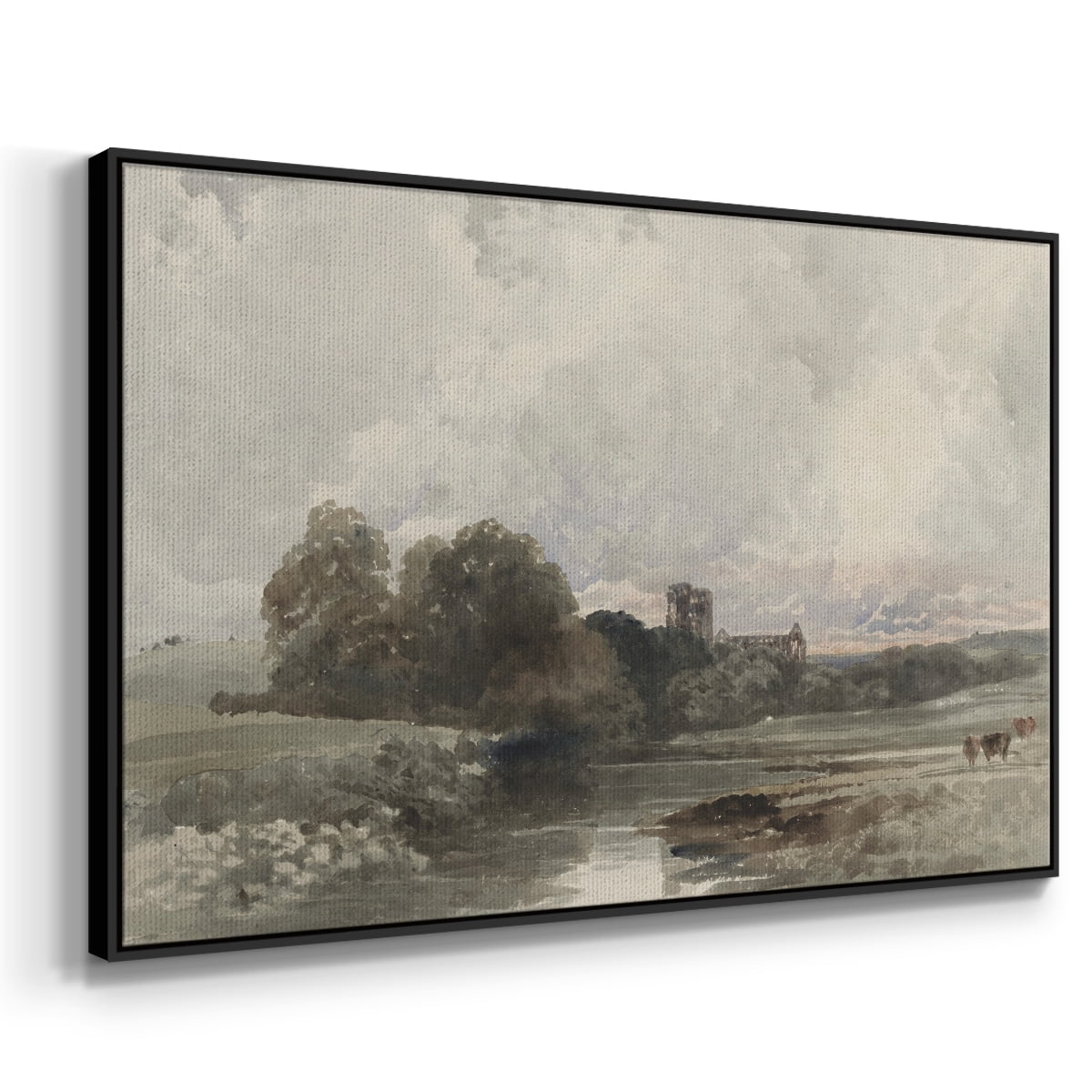 Vintage Landscape-XXXIX By Wexford Home Framed in Black Wood Gallery Wrapped Canvas 27 in. x 41 in.