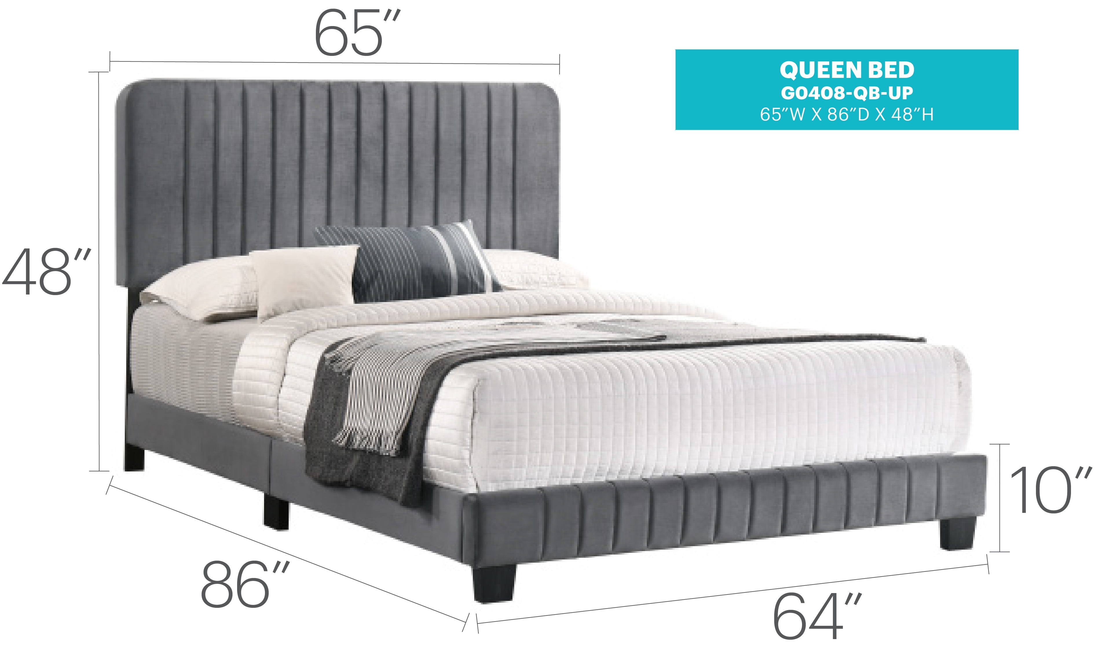 Glory Furniture Lodi Queen Bed in Gray Color