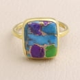 thumbnail image 3 of Earth Gems Jewelry Green Purple Copper Turquoise Ring Sterling Silver Ring Statement Ring for Women, 3 of 6