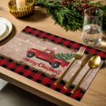 thumbnail image 4 of Christmas Placemats Set of 6, Red Truck Xmas Tree Place Mats Poinsettia Pine Cones Holly Wood Plaid Placemat Table Decoration for Kitchen Table Dinner Xmas Party Decor Indoor Outdoor 13x19 Inch, 4 of 9