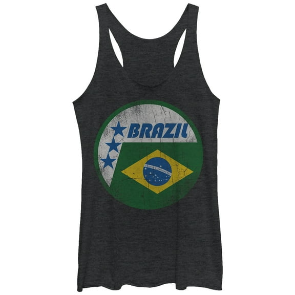Women's Lost Gods Brazil Flag Circle  Racerback Tank Top Black Heather X Large