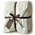 thumbnail image 2 of Cable Knit Sherpa Oversized Throw Reversible Blanket Faux Sheepskin Lined Cozy Cotton Blend Sweater Knitted Afghan in Grey White or Turquoise Blue (X-Large Off White), 2 of 4